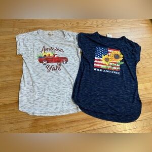 Women S Fourth of July Patriotic T-shirt short sleeve Red White Blue Truself